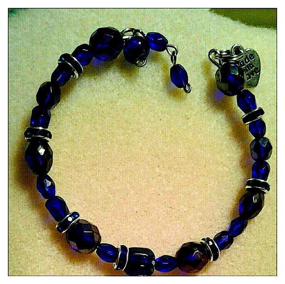 “Royalty” September sapphire crystal birthstone memory wire bracelet PRICE FIRM - Picture 4 of 6